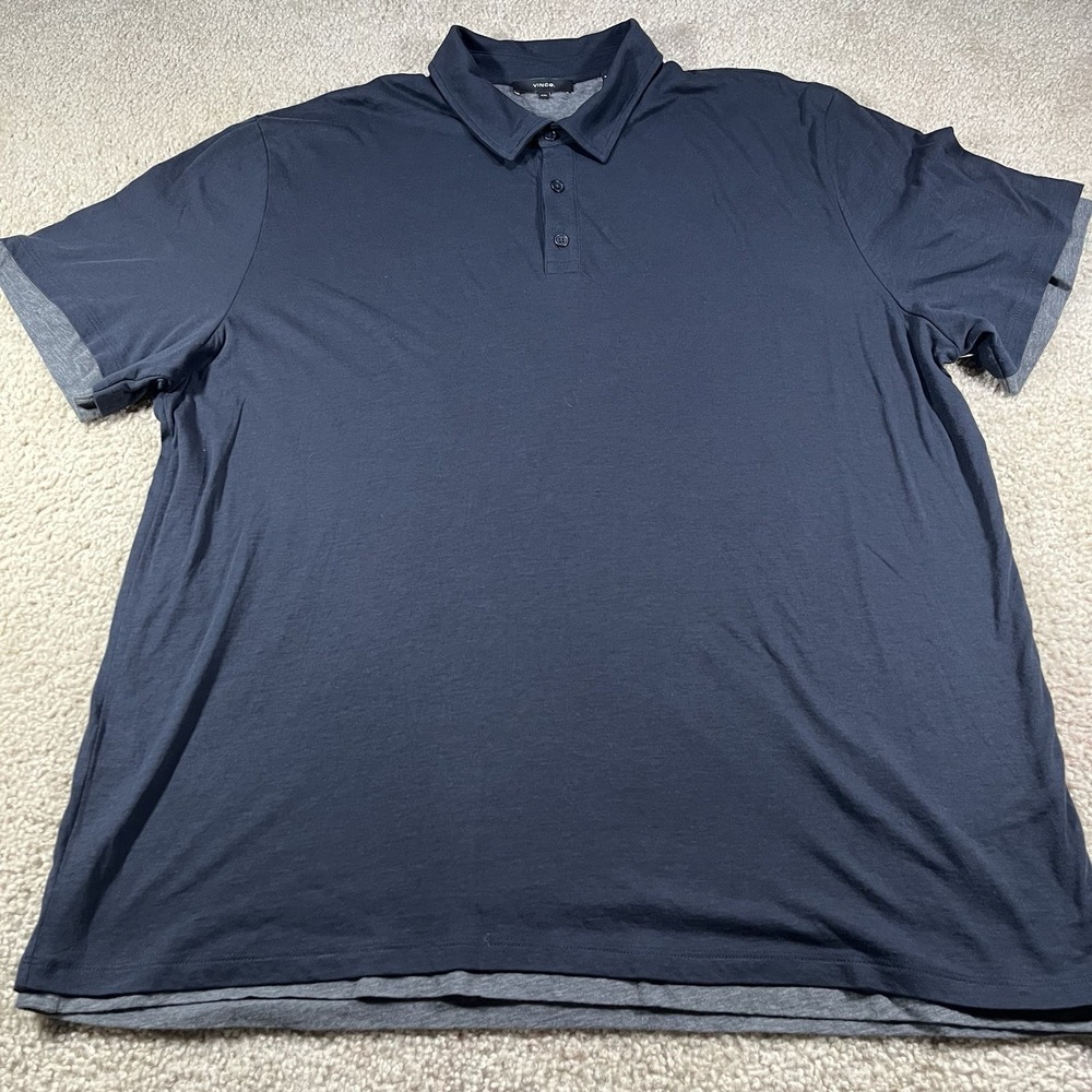 Vince Polo Shirt Mens 2XL‎ Black Pima Cotton Made In Peru Casual Short Sleeve